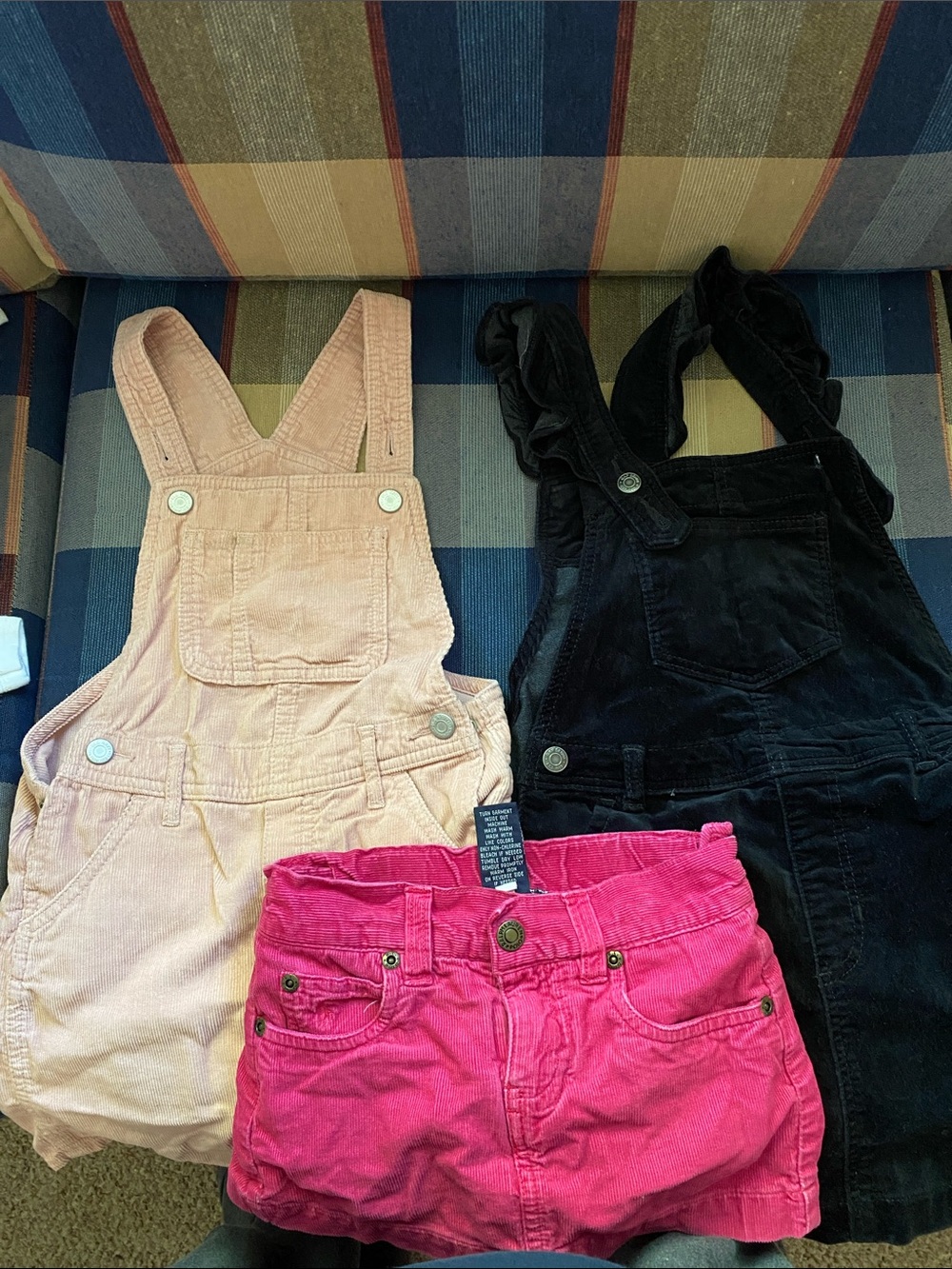 Kids Corduroy Overalls and Shorts Set - Pink, Black, Light Pink